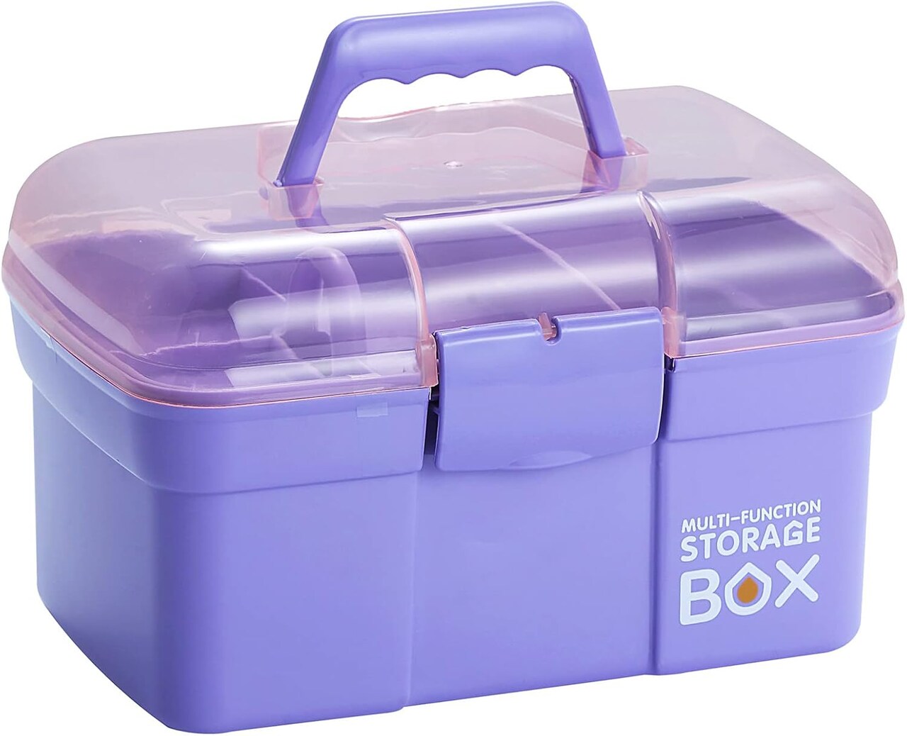 11" Plastic Box Organizer with Removable Tray – Sewing Box Organizer (Purple)